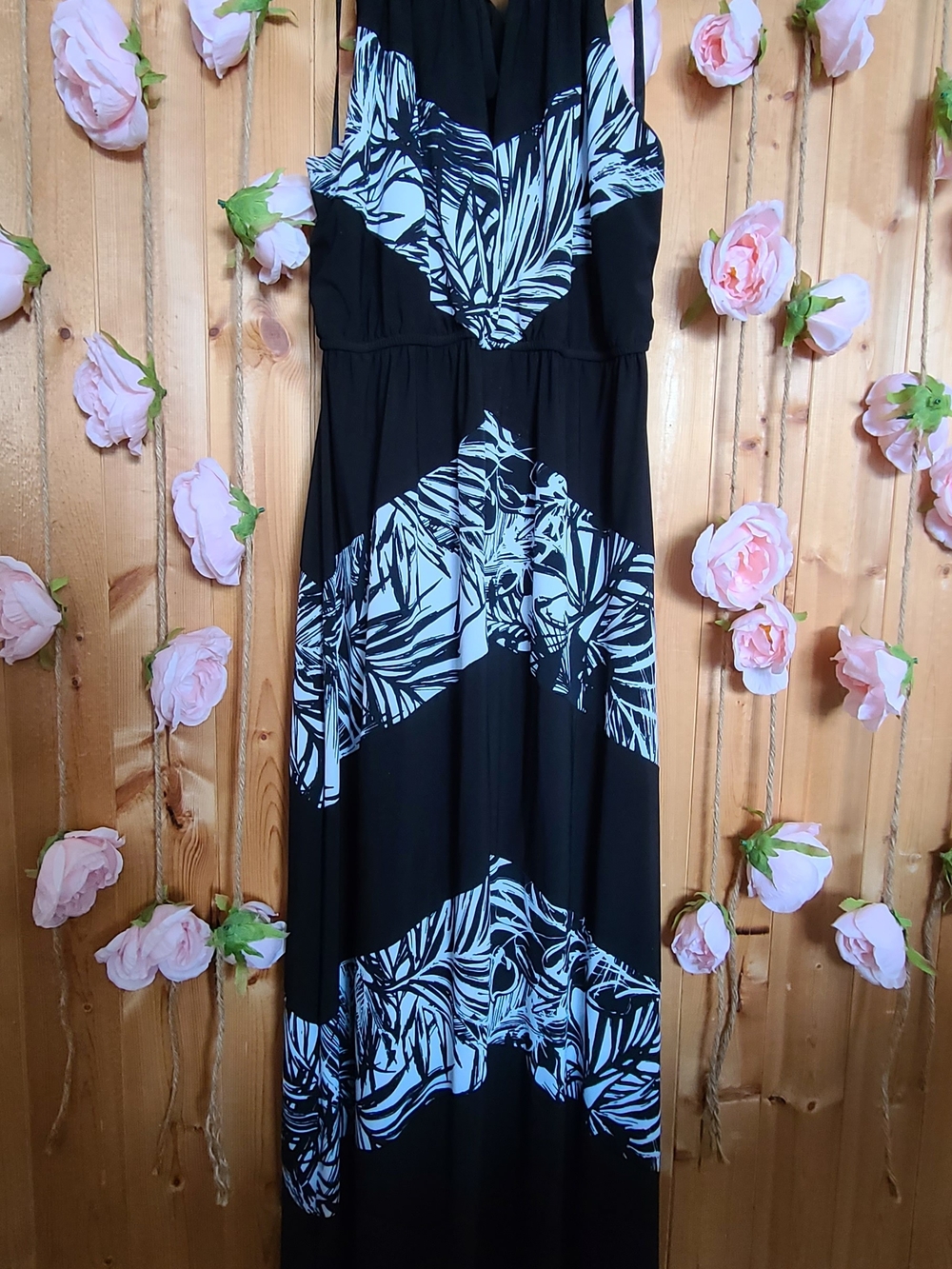 GNW Black and White Tropical Maxi Dress